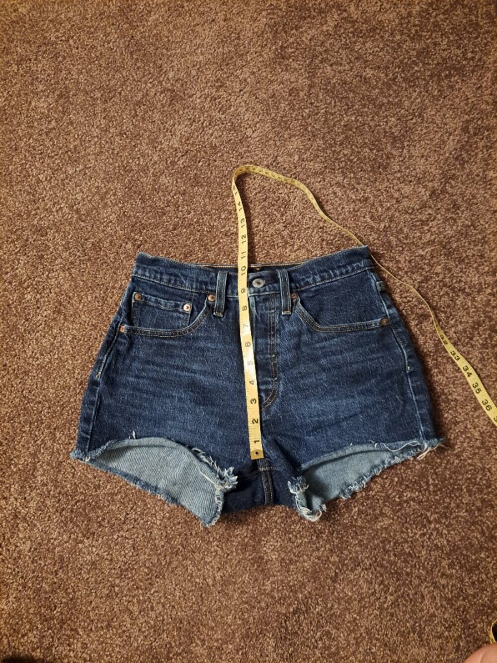 Levi's 501 Cutoff Raw Hem High Waist Denim Jean Shorts With Button Fly - Picture 10 of 10